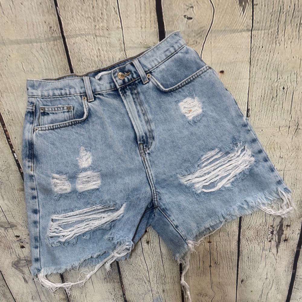 Distressed Denim Shorts